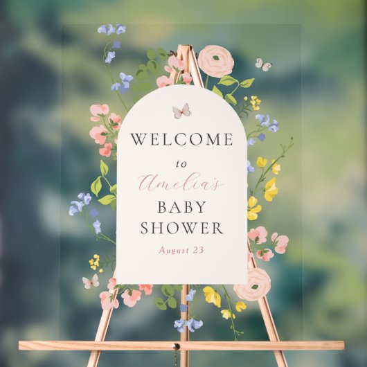 Affiche de bienvenue Baby shower d'élégance floral (Neutre)
