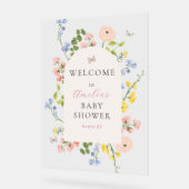 Affiche de bienvenue Baby shower d'élégance floral (Angle)