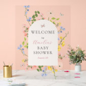 Affiche de bienvenue Baby shower d'élégance floral (Mariage)
