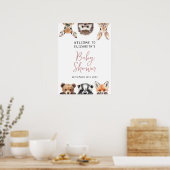 Affiche de bienvenue Baby shower des animaux de bo (Cuisine)