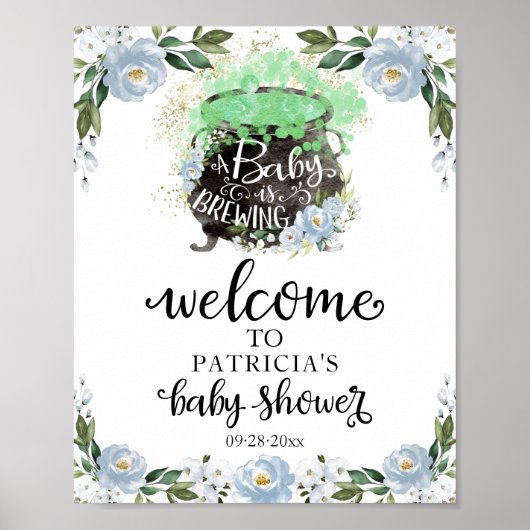 Affiche de bienvenue Baby shower d'Halloween Flora (Devant)