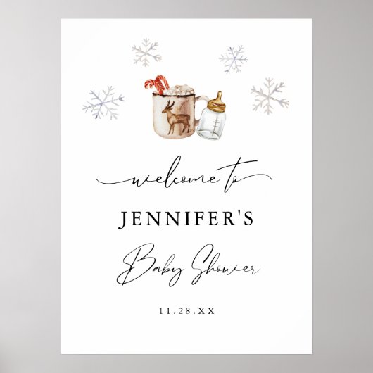 Affiche de bienvenue Baby shower d'hiver au chocol (Devant)