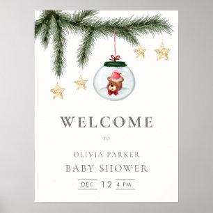 Affiche de bienvenue Baby shower d'hiver de l'ours