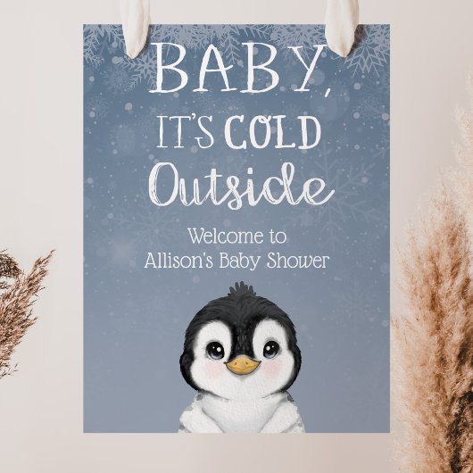 Affiche de bienvenue Baby shower d'hiver de Pengui