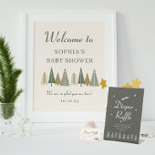 Affiche de bienvenue Baby shower d'hiver vert