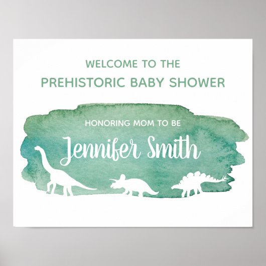 Affiche de bienvenue Baby shower Dinosaur Aquarell (Devant)