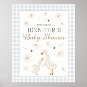 Affiche de bienvenue Baby shower d'oie bleue