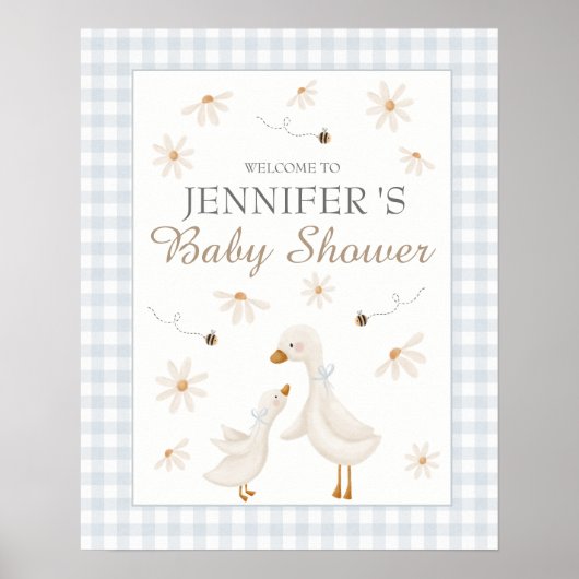 Affiche de bienvenue Baby shower d'oie bleue (Devant)