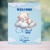 Affiche de bienvenue Baby shower du nuage d'ours n (Neutre)