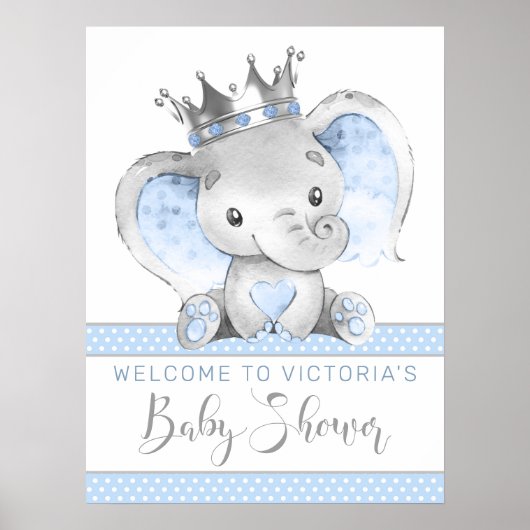 Affiche de bienvenue Baby shower du petit éléphant (Devant)