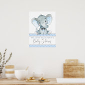 Affiche de bienvenue Baby shower éléphant (Cuisine)