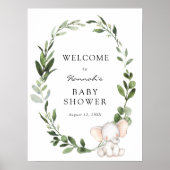 Affiche de bienvenue Baby shower éléphant (Devant)