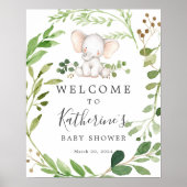 Affiche de bienvenue Baby shower éléphant (Devant)