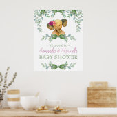 Affiche de bienvenue Baby shower Eléphant Fille Ve (Cuisine)
