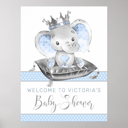 Affiche de bienvenue Baby shower Elephant Prince (Devant)