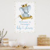 Affiche de bienvenue Baby shower Elephant Prince (Cuisine)