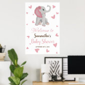Affiche de bienvenue Baby shower Eléphant Rose Blu (Bureau à domicile)