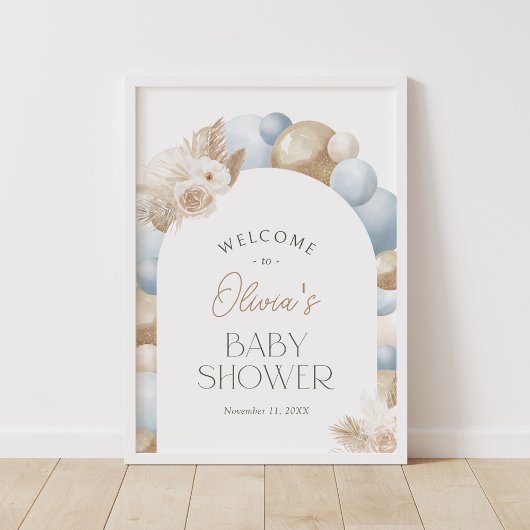Affiche de bienvenue Baby shower en arc de laiton 
