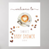 Affiche de bienvenue Baby shower en latte de café  (Devant)