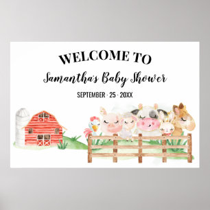 Affiche de bienvenue Baby shower ferme Bébé Animau