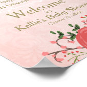 Affiche de bienvenue baby shower fille rose et or  (Coin)