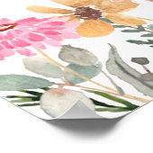 Affiche de bienvenue Baby shower Fleur sauvage aqu (Coin)