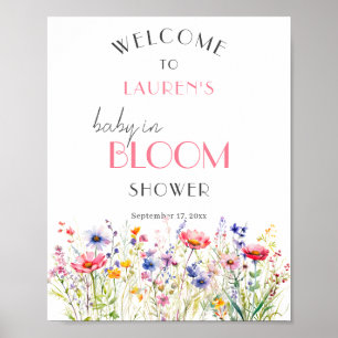Affiche de bienvenue Baby shower Fleur sauvage col
