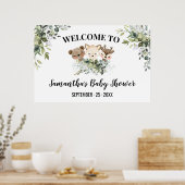 Affiche de bienvenue Baby shower Forêt Animaux Pos (Cuisine)