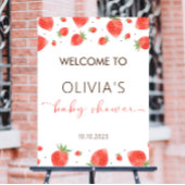 Affiche de bienvenue Baby shower fraise