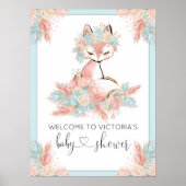 Affiche de bienvenue Baby shower Girl Fox (Devant)