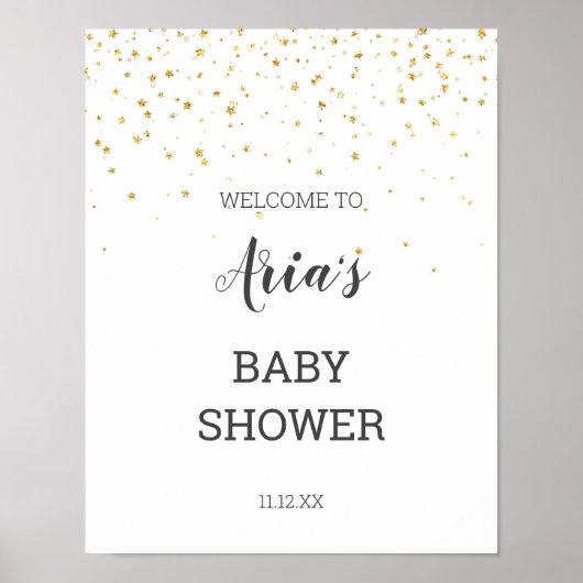 Affiche de bienvenue Baby shower Gold Confetti (Devant)