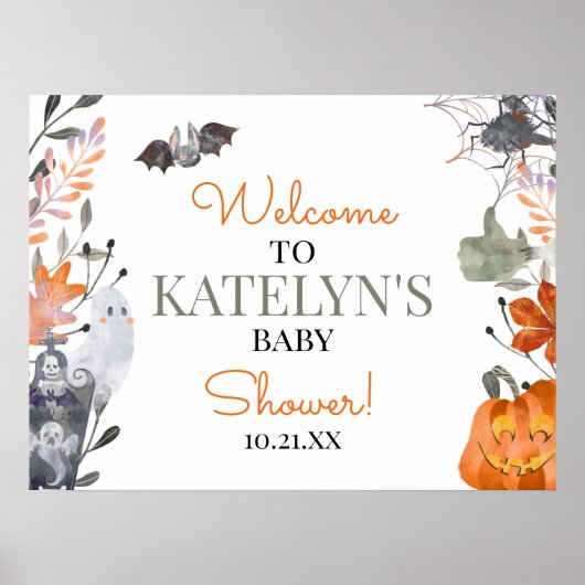 Affiche de bienvenue Baby shower Halloween (Devant)