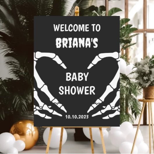 Affiche de bienvenue Baby shower Halloween crâne