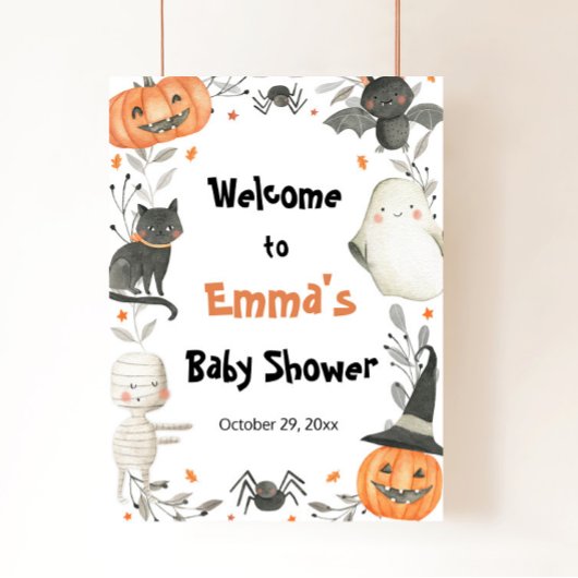 Affiche de bienvenue Baby shower Halloween Little