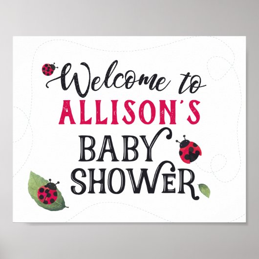 Affiche de bienvenue Baby shower Lady Bug (Devant)