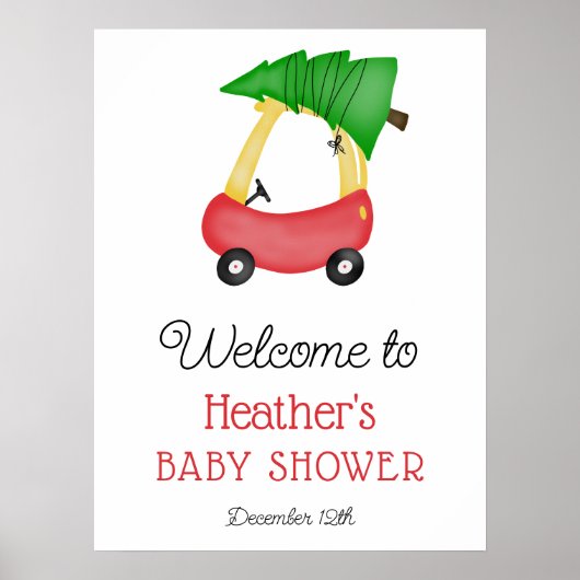 Affiche de bienvenue Baby shower Little Red Car Tr (Devant)
