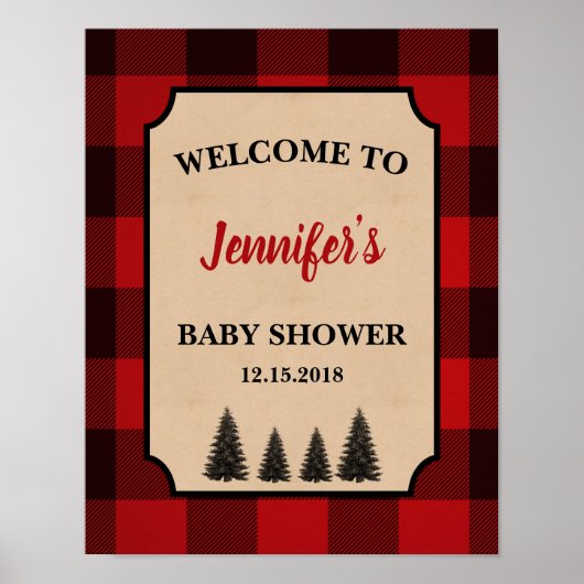 Affiche de bienvenue Baby shower Lumberjack person (Devant)