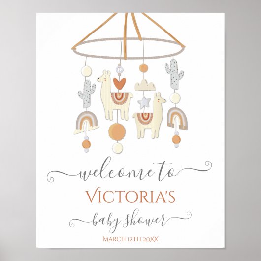Affiche de bienvenue Baby shower mobile Boho Scand (Devant)