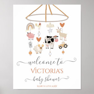 Affiche de bienvenue Baby shower mobile pour anima