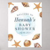 Affiche de bienvenue Baby shower Nautical Ahoy (Devant)