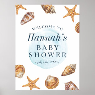 Affiche de bienvenue Baby shower Nautical Ahoy