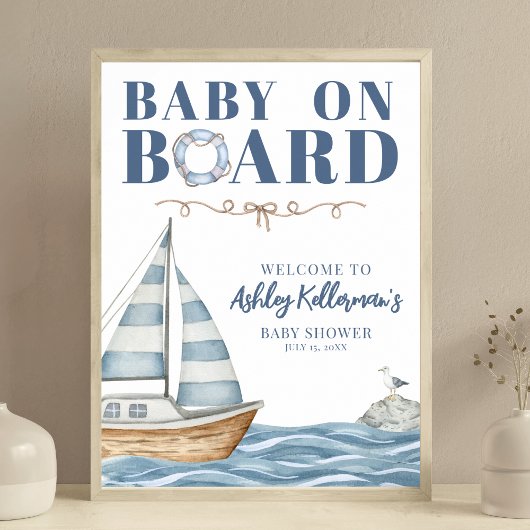 Affiche de bienvenue Baby shower nautique