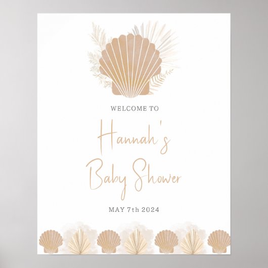 Affiche de bienvenue Baby shower Ocean Shell (Devant)