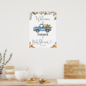 Affiche de bienvenue Baby shower Orange Blue Citro (Cuisine)