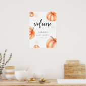 Affiche de bienvenue Baby shower Orange moderne (Cuisine)