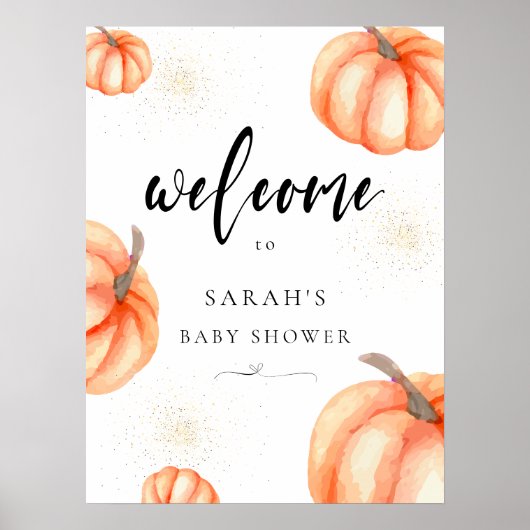 Affiche de bienvenue Baby shower Orange moderne (Devant)