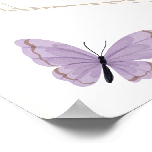 Affiche de bienvenue Baby shower papillon (Coin)