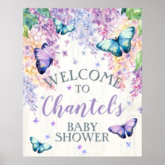 Affiche de bienvenue Baby shower papillon (Devant)