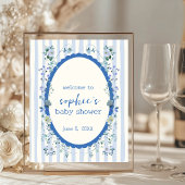 Affiche de bienvenue Baby shower Pastel Blue Strip