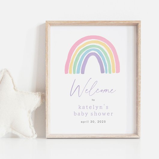 Affiche de bienvenue Baby shower Pastel Boho Rainb